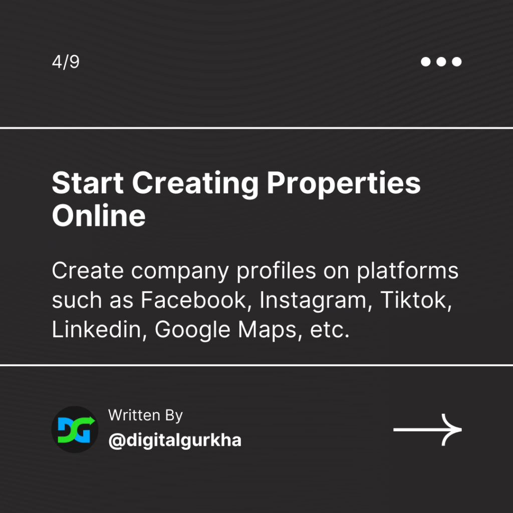 start with creating properties online 